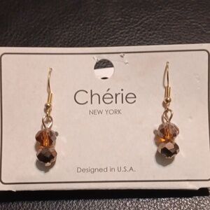 New Cherie New York, Crystal bronze earrings